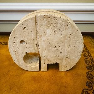 Fratelli Mannelli Travertine Elephant Sculpture Letter Holder, Italy, 1970s VTG